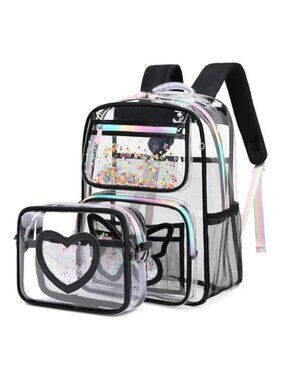 Clear Backpack for Girls Kids Heavy Duty See Through School Bag Stadium Approved